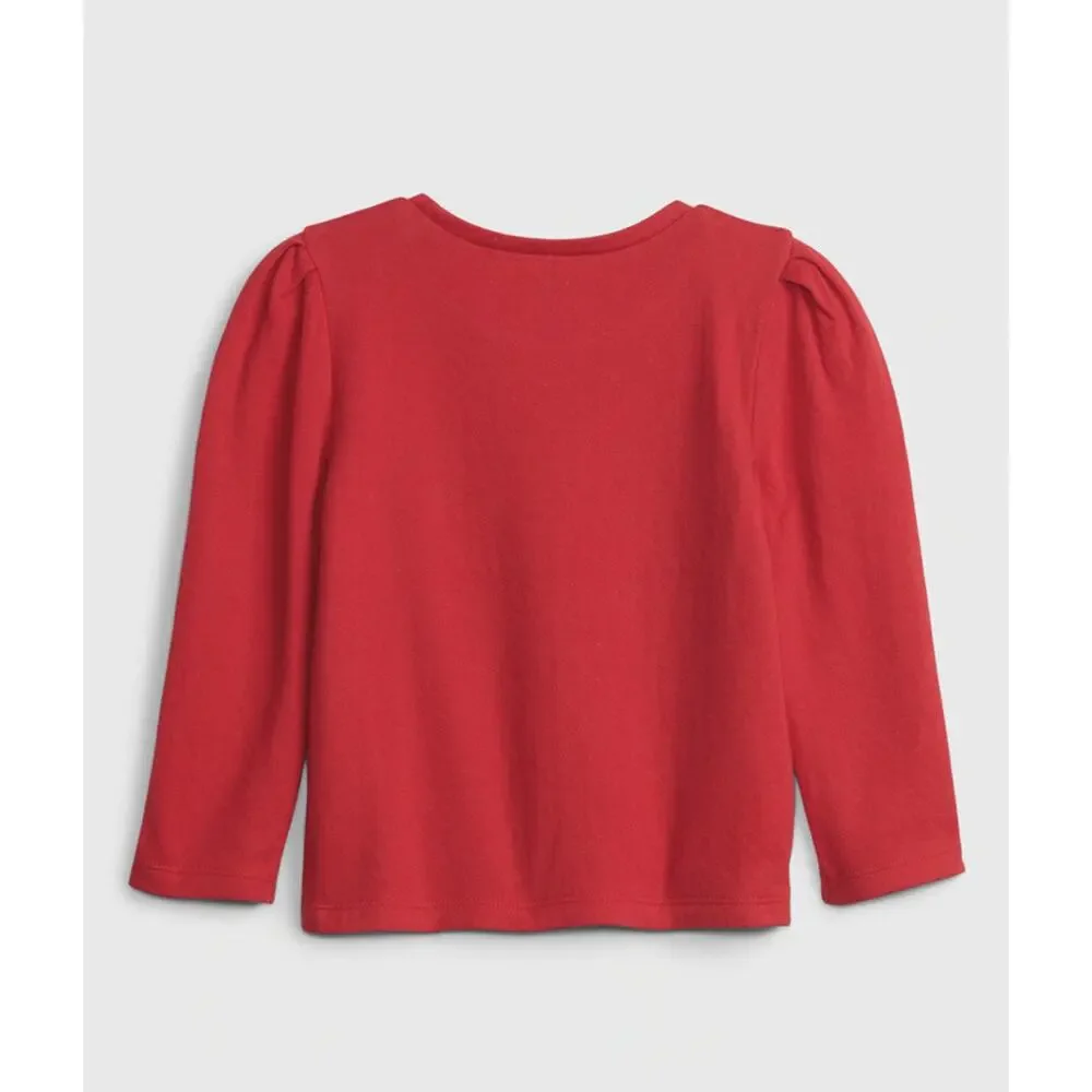 GAP toddler girl sz. 4 T puffy sleeves red sweatshirt deer print